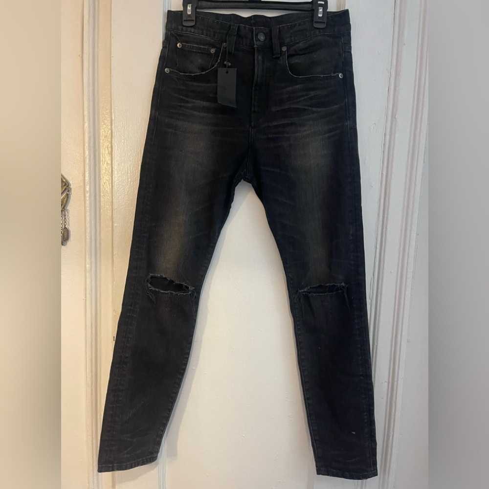 R13 Drop Nolen Black  Jeans with Rips.NWT